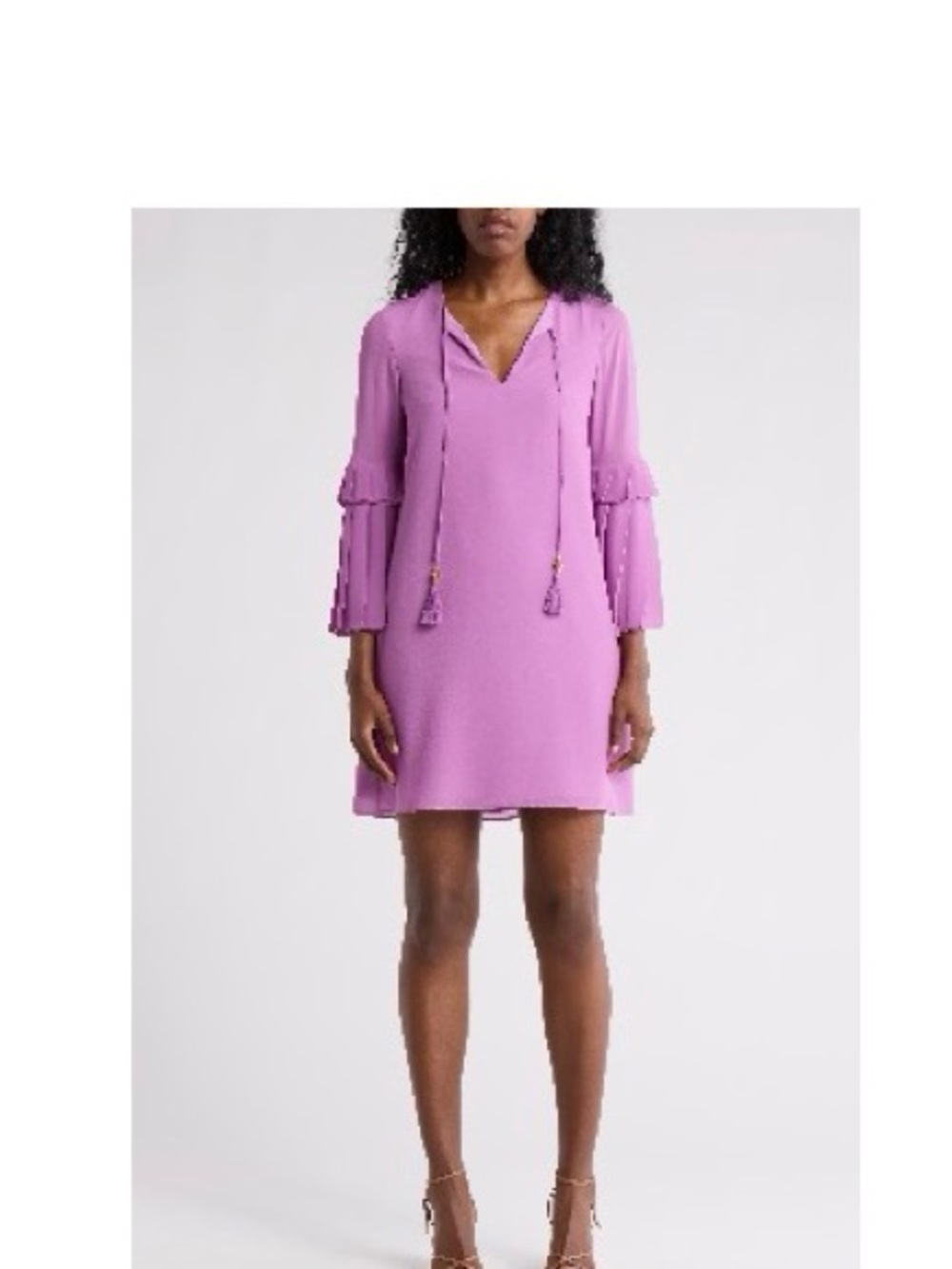 Vince Camuto Lavender Tassel-Sleeve Shift Dress